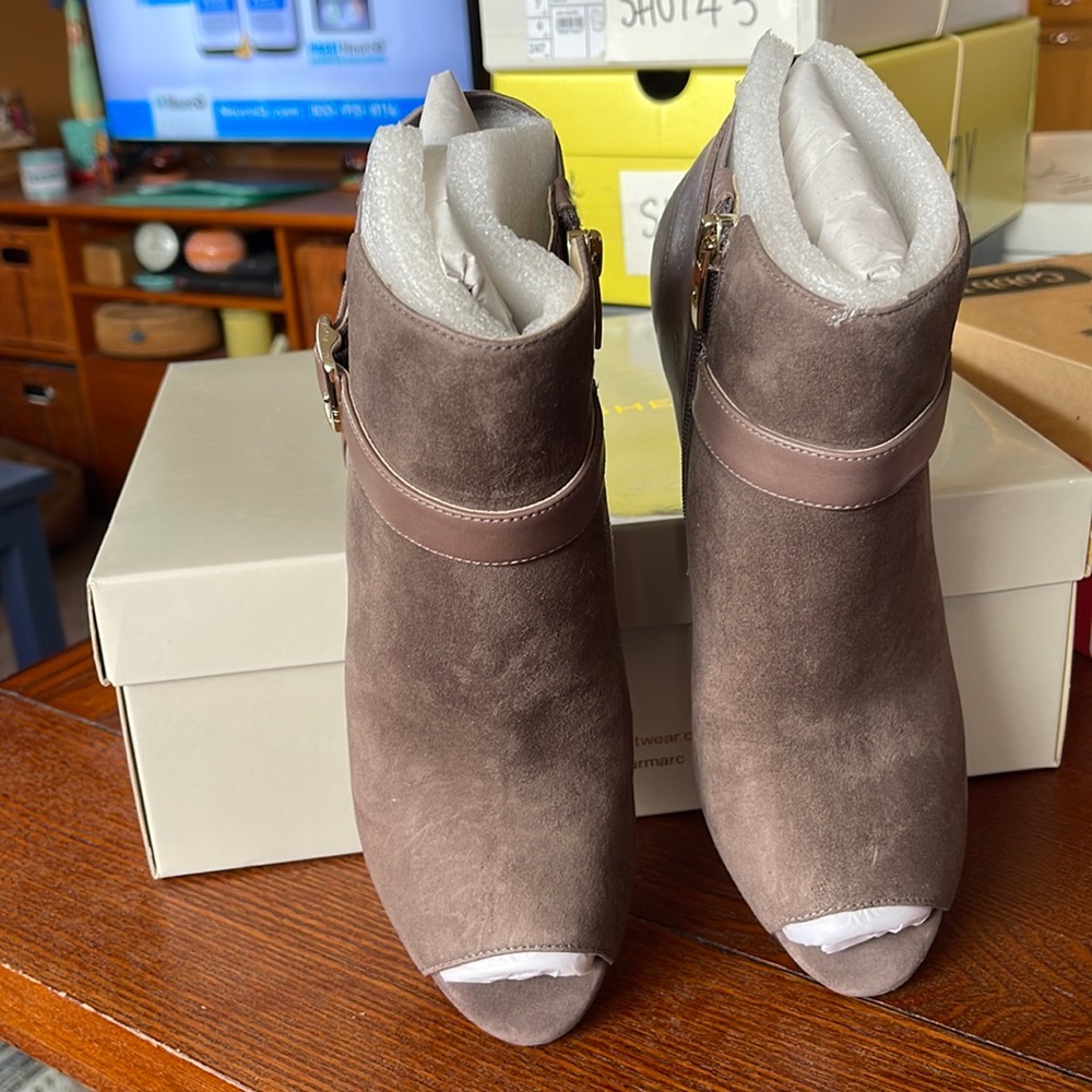Marc Fisher Suede Peep Toe Ankle Boots